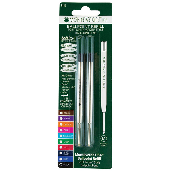Load image into Gallery viewer, Monteverde Soft Roll Ballpoint Refill To Fit Parker Ballpoint Pen (Pack of 2), Monteverde, Ballpoint Pen Refill, monteverde-soft-roll-ballpoint-refill-to-fit-parker-ballpoint-pen-pack-of-2, parker style bp refill, Cityluxe
