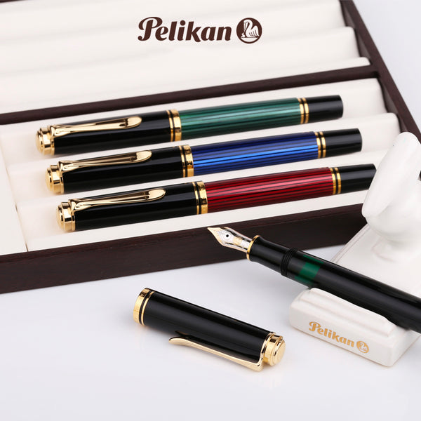 画像をギャラリービューアに読み込む, Pelikan Souverän® M600 Fountain Pen Black-Blue, Pelikan, Fountain Pen, pelikan-souveran-m600-fountain-pen-black-blue, Black, Blue, can be engraved, Cityluxe
