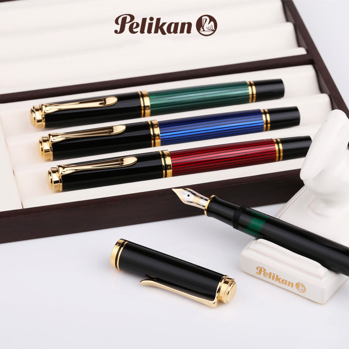 Pelikan Souverän® M600 Fountain Pen Black-Green [Pre-Order] — barrel detail