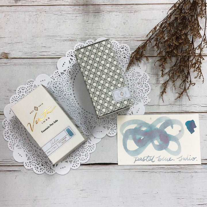 Vinta Inks 30ml Ink Bottle Pastel Blue, Shimmer (Julio 1991), Vinta Inks, Ink Bottle, vinta-inks-30ml-ink-bottle-pastel-blue-shimmer-julio-1991, Blue, Inktober22, shimmering, Cityluxe