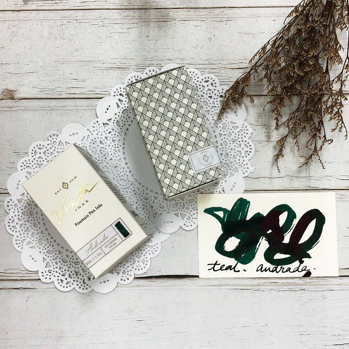 Vinta Inks 30ml Ink Bottle Teal (Andrada 1898), Vinta Inks, Ink Bottle, vinta-inks-30ml-ink-bottle-teal-andrada-1898, Blue, Inktober22, sheening, Cityluxe