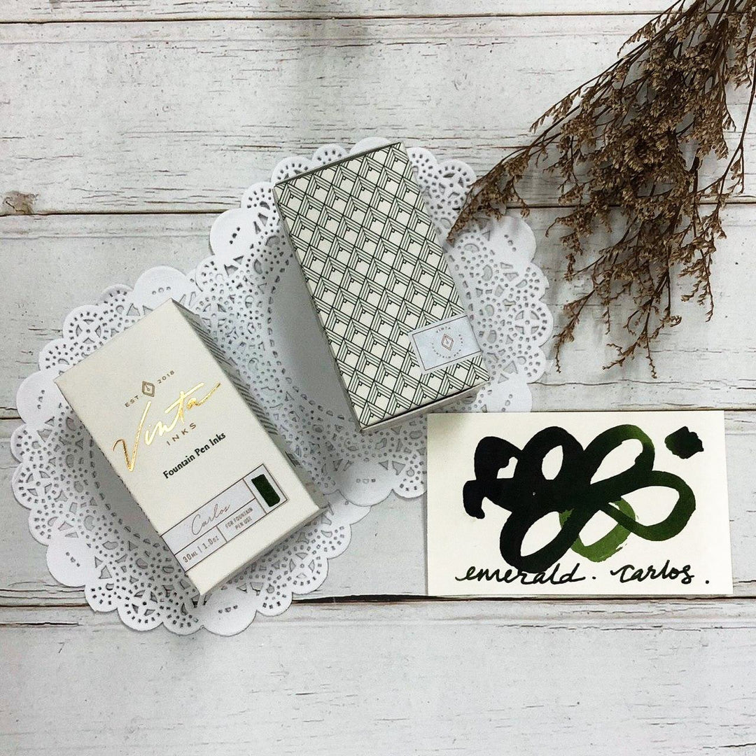 Vinta Inks 30ml Ink Bottle Emerald (Carlos 1960), Vinta Inks, Ink Bottle, vinta-inks-30ml-ink-bottle-emerald-kosmos-1955, Green, Inktober22, Cityluxe