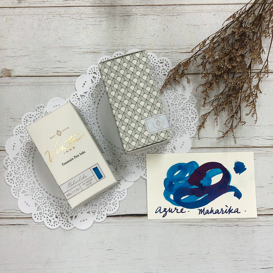 Vinta Inks 30ml Ink Bottle Azure (Maharlika 7107), Vinta Inks, Ink Bottle, vinta-inks-30ml-ink-bottle-azure-maharlika-7107, Blue, Grey, Inktober22, sheening, Cityluxe