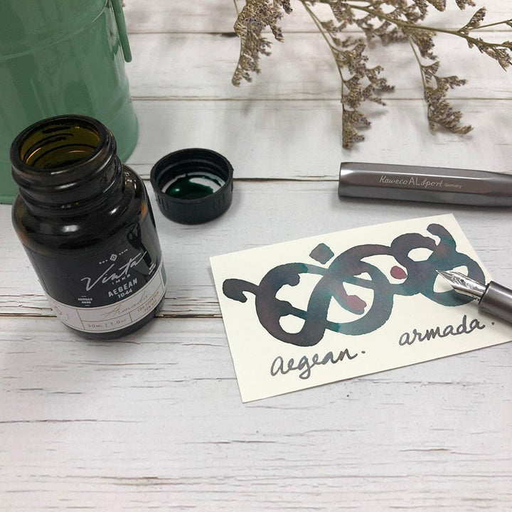 Vinta Inks 30ml Ink Bottle Aegean (Armada 1944), Vinta Inks, Ink Bottle, vinta-inks-30ml-ink-bottle-aegean-armada-1944, Blue, Grey, Inktober22, Cityluxe