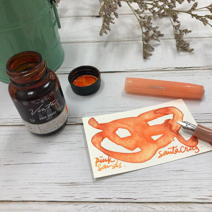 Vinta Inks 30ml Ink Bottle Pink Sands, Shimmer (Santa Cruz 1983), Vinta Inks, Ink Bottle, vinta-inks-30ml-ink-bottle-pink-sands-shimmer-santa-cruz-1983, Inktober22, Orange, shimmering, Cityluxe
