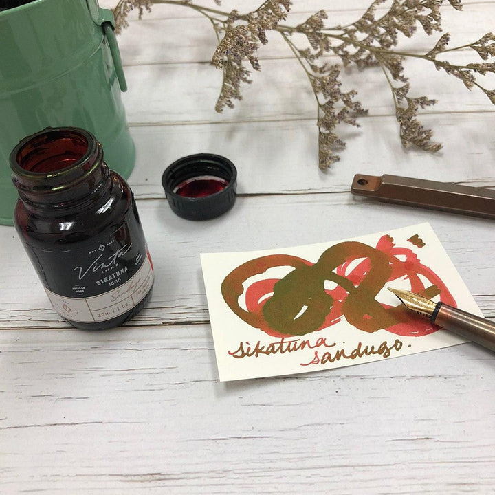 Vinta Inks 30ml Ink Bottle Sikatuna (Sandugo 1565), Vinta Inks, Ink Bottle, vinta-inks-30ml-ink-bottle-sikatuna-sandugo-1565, Inktober22, Red, sheening, Cityluxe