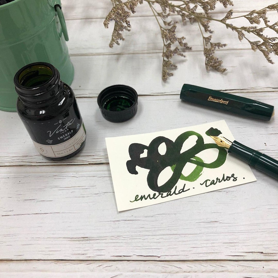 Vinta Inks 30ml Ink Bottle Emerald (Carlos 1960), Vinta Inks, Ink Bottle, vinta-inks-30ml-ink-bottle-emerald-kosmos-1955, Green, Inktober22, Cityluxe