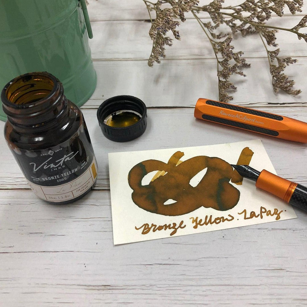 Vinta Inks 30ml Ink Bottle Bronze Yellow (La Paz 1985), Vinta Inks, Ink Bottle, vinta-inks-30ml-ink-bottle-bronze-yellow-la-paz-1985, Brown, Inktober22, Cityluxe