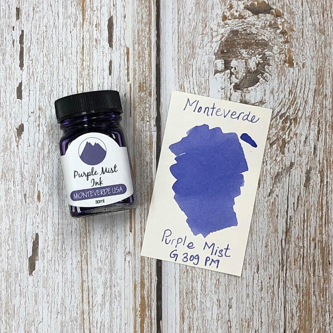 Monteverde 30ml Ink Bottle Purple Mist — bottle at angle