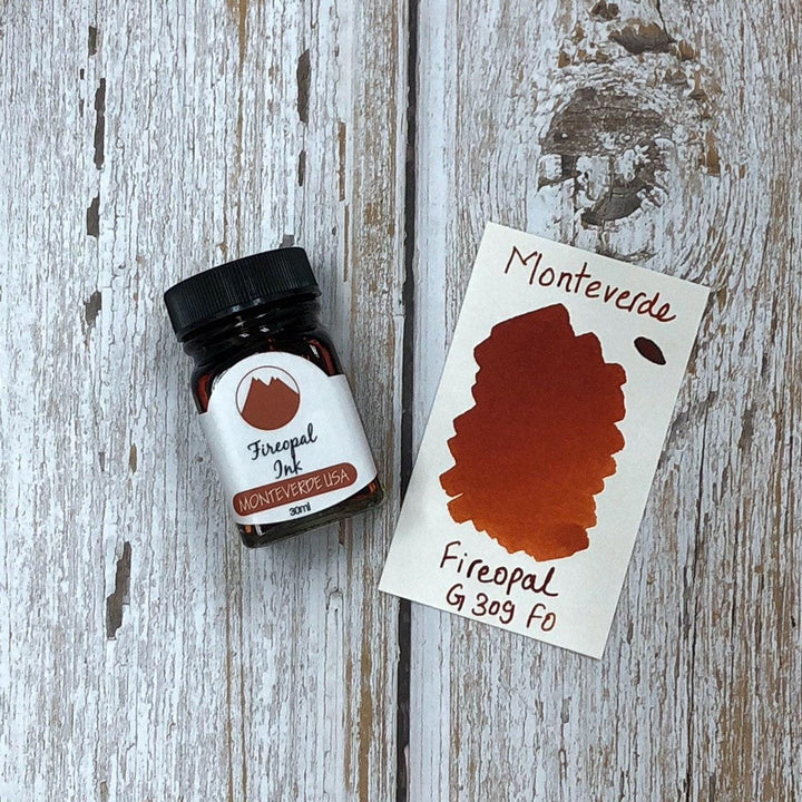 Monteverde 30ml Ink Bottle Fireopal — bottle at angle