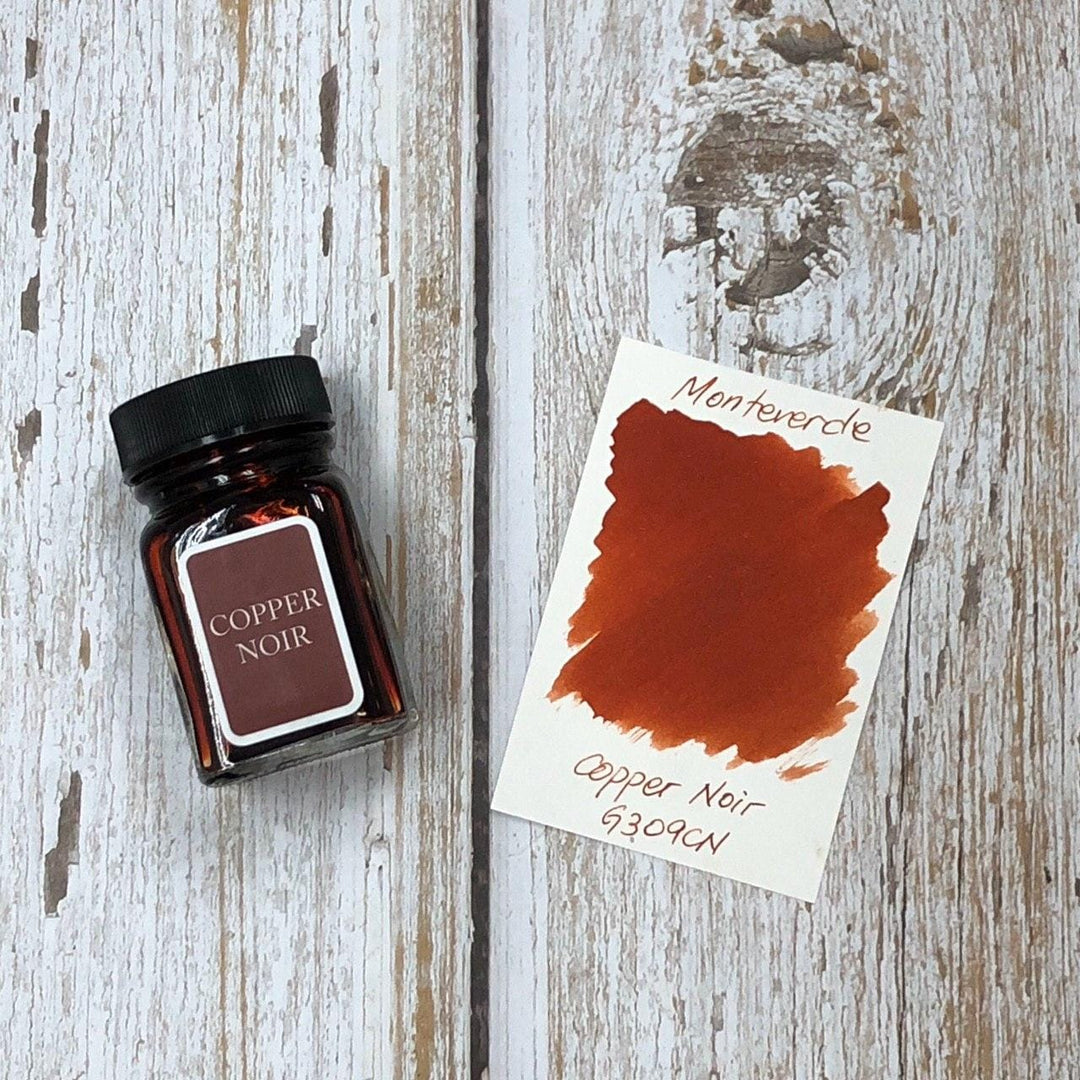 Monteverde 30ml Ink Bottle Copper-Noir — bottle at angle