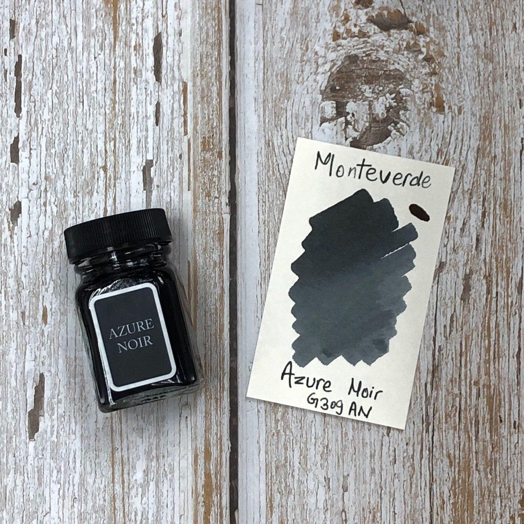 Monteverde 30ml Ink Bottle Azure-Noir — bottle at angle