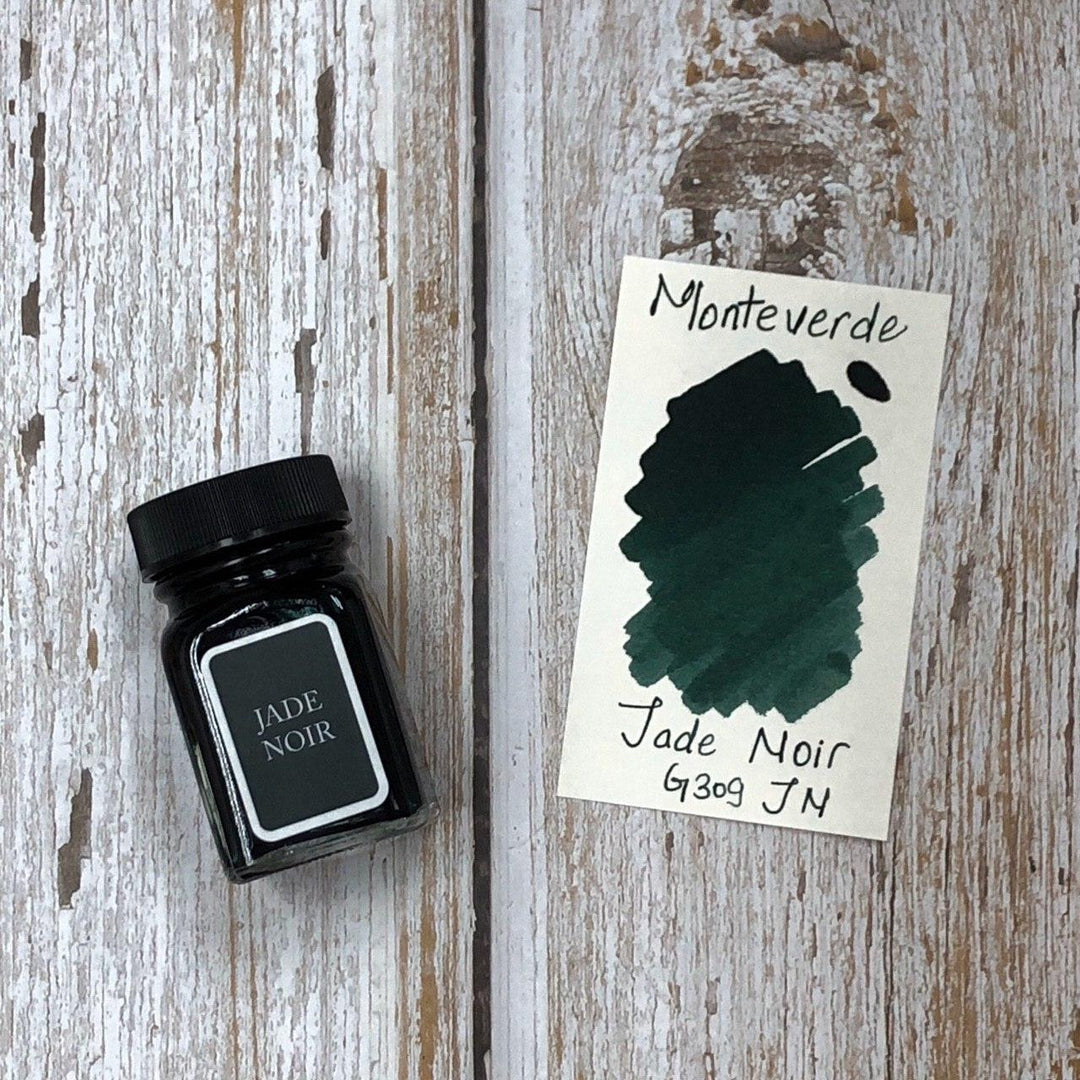 Monteverde 30ml Ink Bottle Jade-Noir — bottle at angle