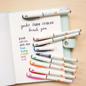 Pilot Brush Pen Fude Makase, PILOT, Brush Pen, pilot-brush-pen-fude-makase, Black, Blue, Brown, Gray, Green, Orange, Pink, Purple, Cityluxe