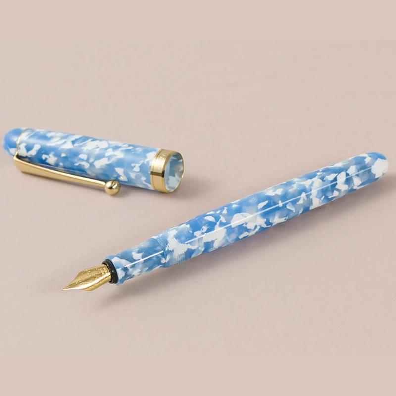 Onishi Hand Made Fountain Pen-Standard Schmidt Steel - Sora Blue — barrel detail