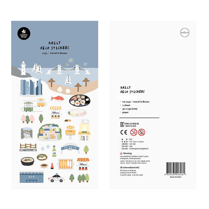 Suatelie Daily Deco Stickers in Travel In Busan — Suatelier decorative sticker — for journaling, planners and scrapbooking, at Cityluxe Singapore