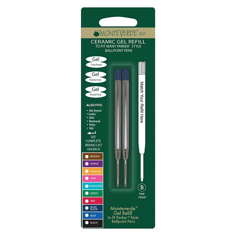 Monteverde Capless Gel Refill To Fit Parker Ballpoint Pen - Blue Broad (Pack of 2), Monteverde, Ballpoint Pen Refill, monteverde-capless-gel-refill-to-fit-parker-ballpoint-pen-blue-broad-pack-of-2, parker style bp refill, Cityluxe