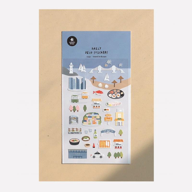Suatelie Daily Deco Stickers in Travel In Busan — Suatelier decorative sticker — for journaling, planners and scrapbooking, at Cityluxe Singapore
