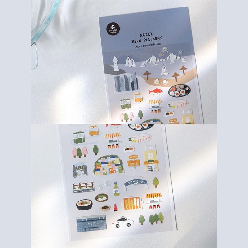 Suatelie Daily Deco Stickers in Travel In Busan — Suatelier decorative sticker — for journaling, planners and scrapbooking, at Cityluxe Singapore