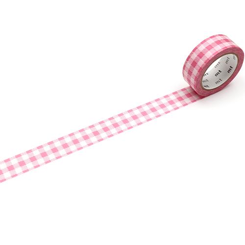 Load image into Gallery viewer, MT Deco Washi Tape Stripe Pink Checkered
