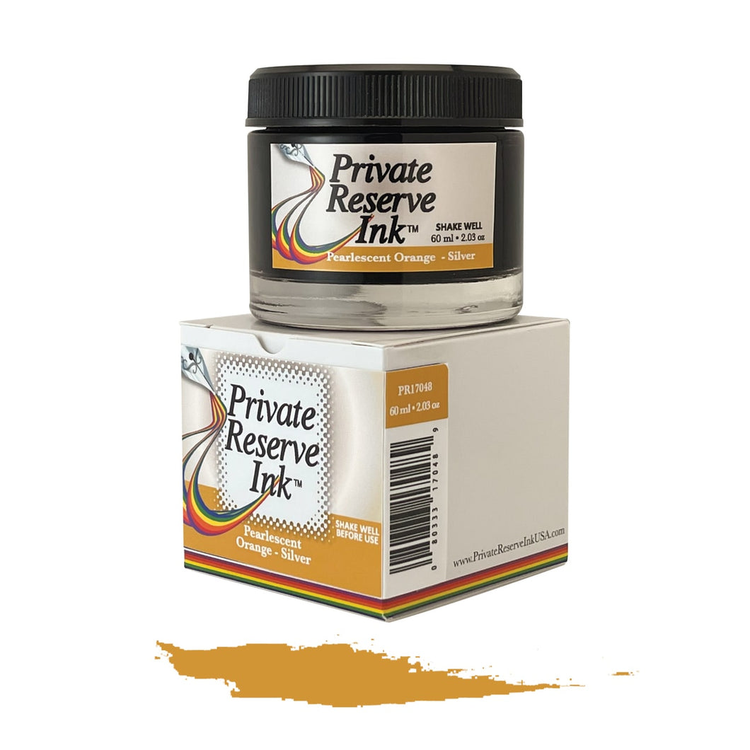 Private Reserve 60ml Ink Bottle Pearlescent Orange-Silver, Private Reserve, Ink Bottle, private-reserve-60ml-ink-bottle-pearlescent-orange-silver, Orange, Cityluxe