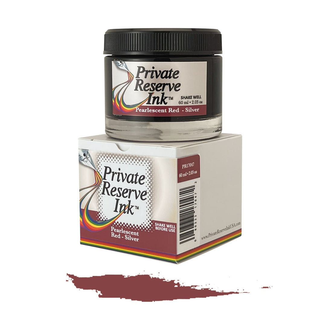 Private Reserve 60ml Ink Bottle Pearlescent Red-Silver, Private Reserve, Ink Bottle, private-reserve-60ml-ink-bottle-pearlescent-red-silver, Red, Cityluxe