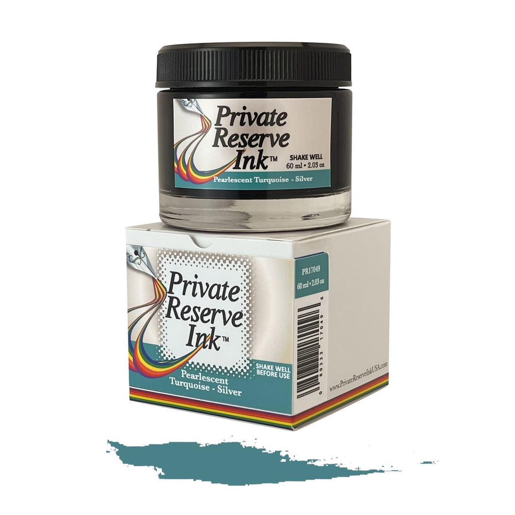 Private Reserve 60ml Ink Bottle Pearlescent Turquoise-Silver, Private Reserve, Ink Bottle, private-reserve-60ml-ink-bottle-pearlescent-turquoise-silver, Blue, Green, Cityluxe