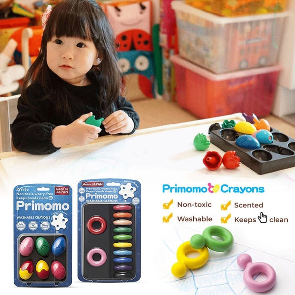 Load image into Gallery viewer, Primomo Fully Washable Scented Crayon 6 Eggs, Primomo, Crayon, primomo-fully-washable-scented-crayon, For Families, primomo, Cityluxe
