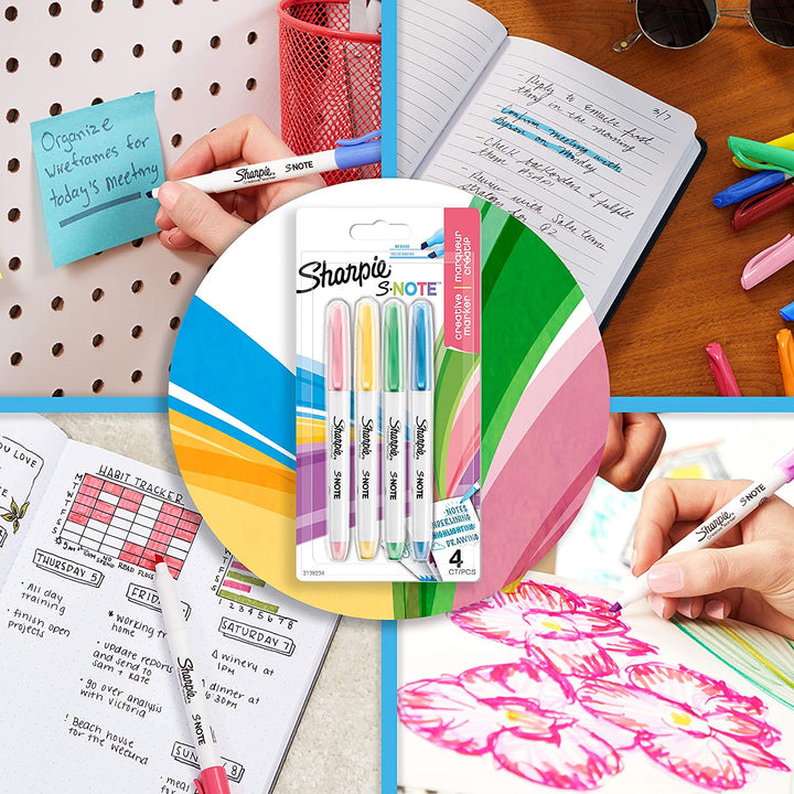 Sharpie S-Note Chisel Tip Creative Markers (Pack of 4) — close-up