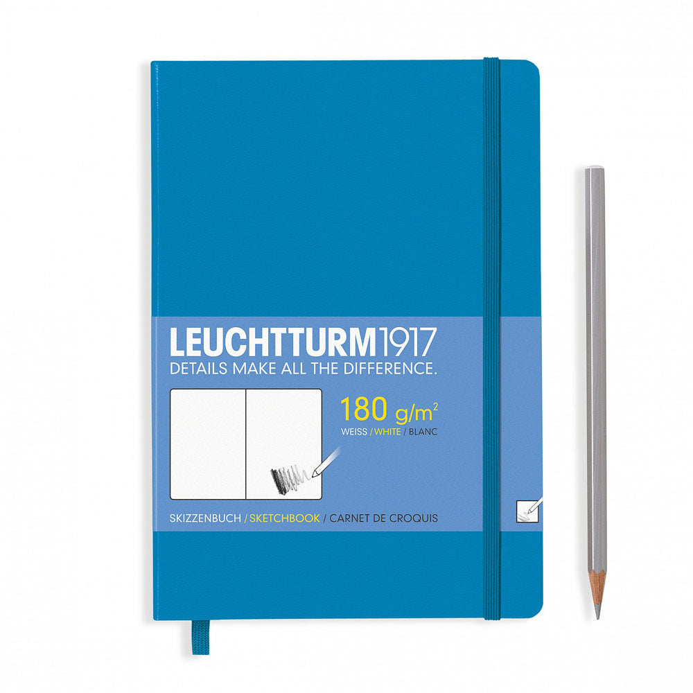 Leuchtturm1917 Hardcover A5 Medium Sketchbook Azure, Leuchtturm1917, Notebook, leuchtturm1917-hardcover-a5-medium-sketchbook-azure, Blank, Blue, Bullet Journalist, Leuchtturm1917, notebook emboss, Cityluxe