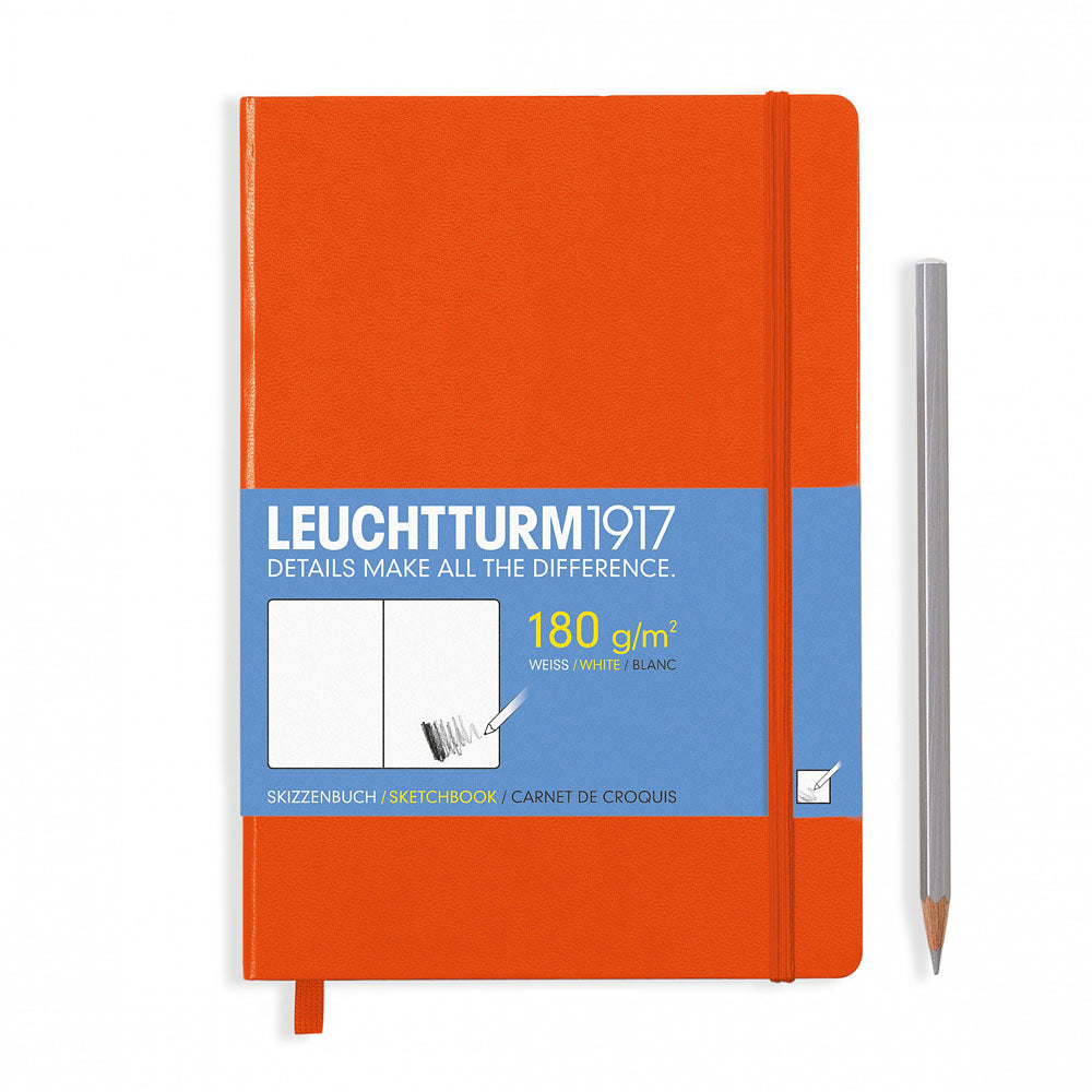 Leuchtturm1917 Hardcover A5 Medium Sketchbook Orange, Leuchtturm1917, Notebook, leuchtturm1917-hardcover-a5-medium-sketchbook-orange, Blank, Bullet Journalist, Leuchtturm1917, notebook emboss, Orange, Cityluxe