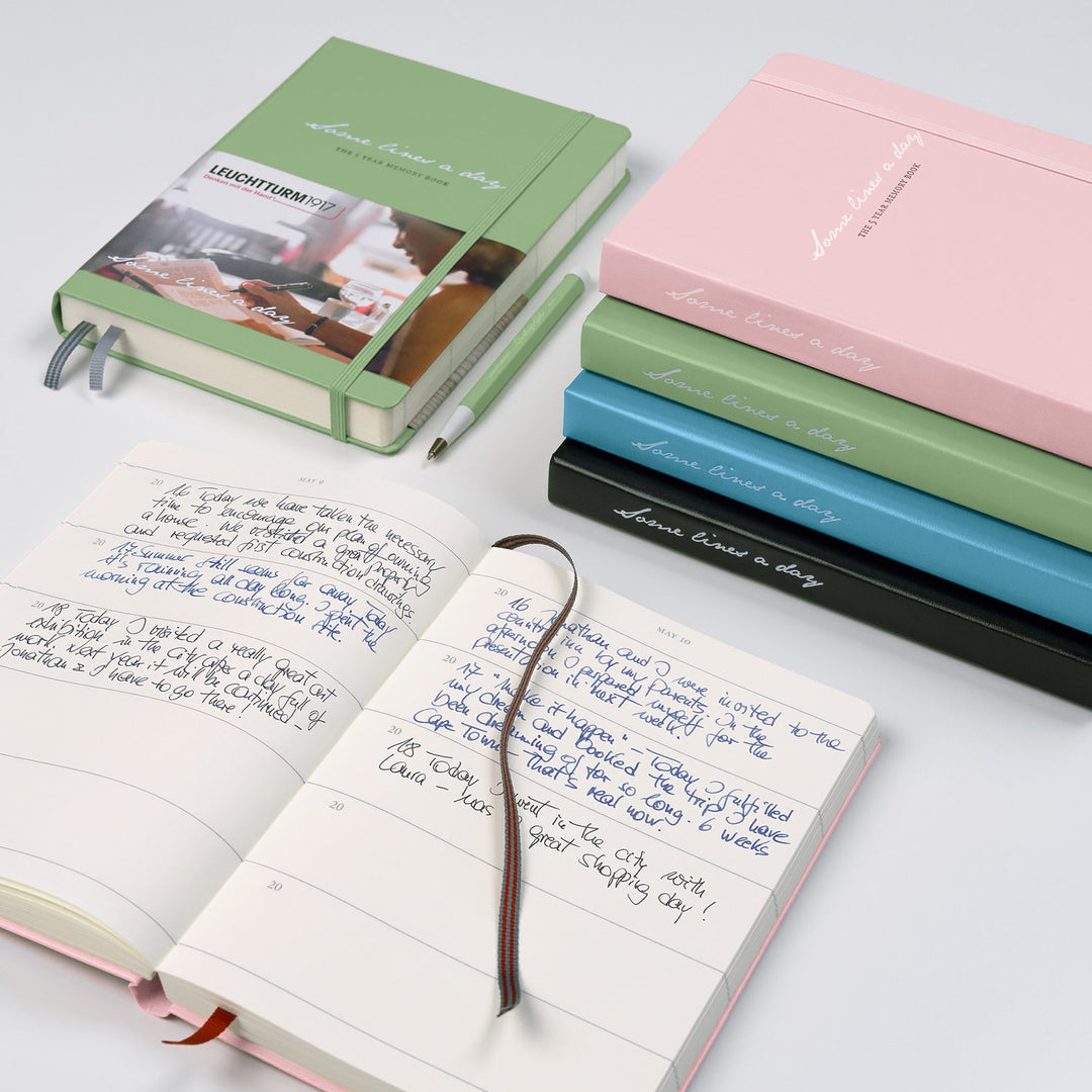 Leuchtturm1917 Some Lines A Day A5 Medium Notebook Powder, Leuchtturm1917, Notebook, leuchtturm1917-some-lines-a-day-a5-medium-notebook-powder, Pink, Ruled, Cityluxe