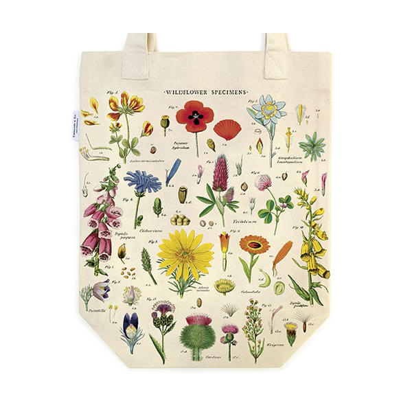 Cavallini Tote Bag Wildflowers — side view