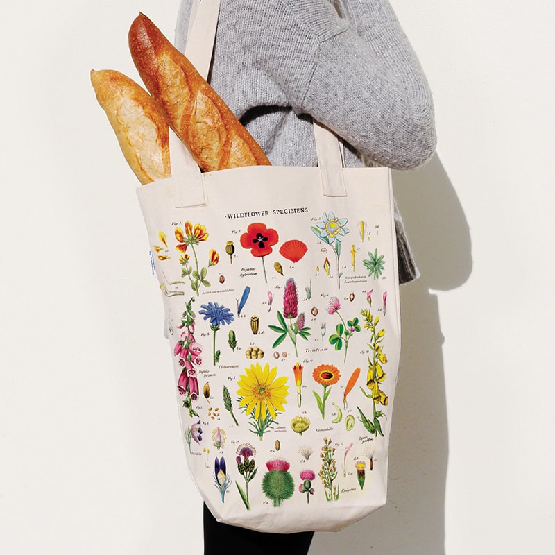 Cavallini Tote Bag Wildflowers — detail view