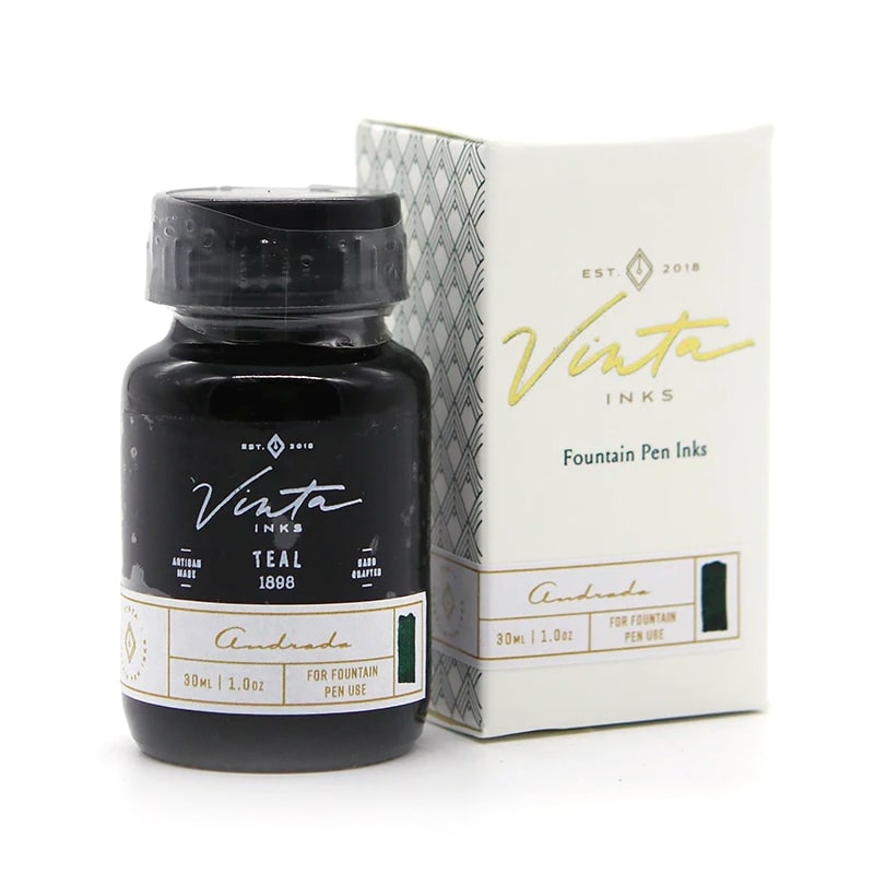 Vinta Inks 30ml Ink Bottle Teal (Andrada 1898), Vinta Inks, Ink Bottle, vinta-inks-30ml-ink-bottle-teal-andrada-1898, Blue, Inktober22, sheening, Cityluxe
