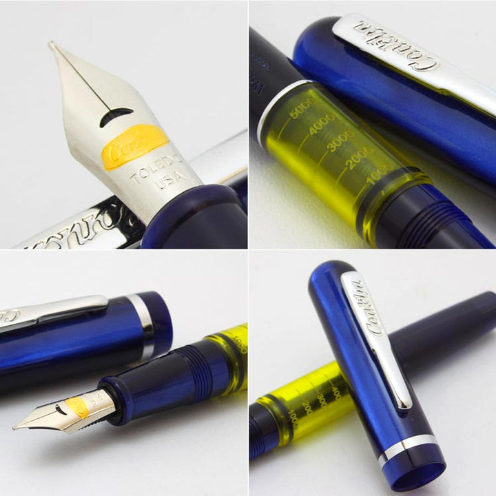 Conklin Heritage Word Gauge Fountain Pen Blue Swirl — engraving example